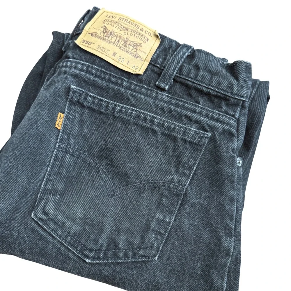 Levis 550 Orange Tab Relaxed Fit Tapered Leg Black Jean 33x32(32x31) '94 Vintage